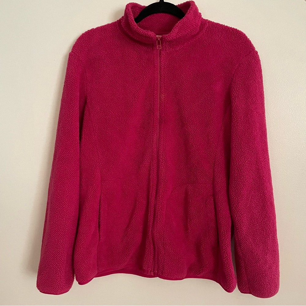 SO Pink Zip Front Sherpa Jacket L